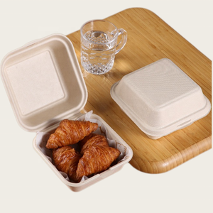 Small Biodegradable Compostable Rigid Paper Pulp Disposable Cake Box Embossing for Takeaway Fast Food Sushi Hamburger - Product Image 4