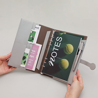 Carnet à anneaux A5 en cuir PU, planificateur avec poches et boucle pour stylo