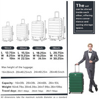 Haut de gamme ABS noir valises de voyage concepteur de luxe sacs de voyage à roulettes valise 3 PC ensembles de bagages avec serrure Tsa