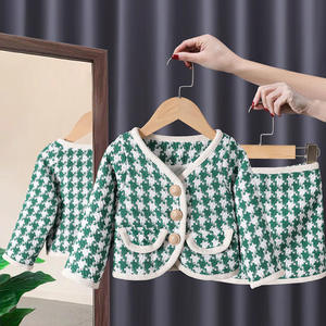 Ensemble veste et jupe à carreaux pour enfants, style élégant, printemps-automne 2022 - Product Image 3