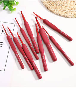 Nouveau ensemble d'outils à tricoter <span class=keywords><strong>Crochet</strong></span> TPR Gel de silice <span class=keywords><strong>Crochet</strong></span> en aluminium poignée rouge <span class=keywords><strong>colle</strong></span> <span class=keywords><strong>Crochet</strong></span> en aluminium ensemble complet de 9 - Product Image 2