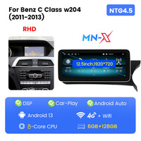 MEKEDE Android 14 8core WiFi 4G LTE Autoradio Gps Navigation Écran Tactile pour Benz Classe C W204 2011-2013 NTG4.5