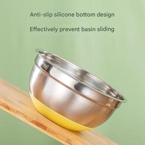 Bols à mélanger et à salade en acier inoxydable colorés, fond en silicone antidérapant, bols pour la pâtisserie, le fouettage et la préparation des aliments - Product Image 4