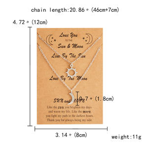 Collier de couple longue <span class=keywords><strong>distance</strong></span> en acier inoxydable, or, argent 18K, amour au soleil et à la lune, cadeau pour amoureux, petit ami, petite amie - Product Image 2