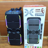 Speaker Karaoke Stereo Woofer 12 Inch ABS-12202 Hot Sale, Mic Nirkabel, Lampu RGB, Musik HIFI, Bluetooth, Speaker Party DJ