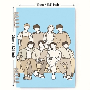 Engraçado Coreano Kpop Cantores <span class=keywords><strong>Notebook</strong></span> 120 Páginas com <span class=keywords><strong>5</strong></span> Membro Vibrante Ilustrações Wellness Journal Atacado Escola Notebooks - Product Image 2