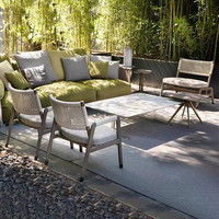 Balcon en plein air combinaison de bureau et de chaise en teck de meubles en rotin de jardin en corde de haute qualité