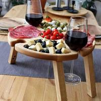 Table pliable portable Acacia Mangium Plateau de nourriture de pique-nique en bois pliant