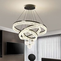 Lustre LED moderne et luxueux en aluminium avec télécommande à trois couleurs à intensité variable pour salon et salle à manger