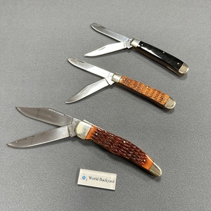Dual-Blade Folding <strong>Knife</strong> Mirror Polished Blade Utility <strong>Knife</strong> Cattle <strong>Bone</strong> Stag <strong>Handle</strong> Brass Holster Custom Engraved Trapper <strong>Knife</strong> - Product Image 4