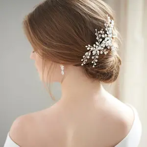 珍珠复古新娘发夹配件新娘结婚发梳银色