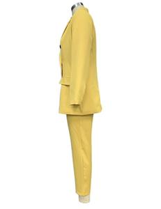 S-XL 春秋新款女式时尚纯色Polo领套装打底裤两件套 - Product Image 4