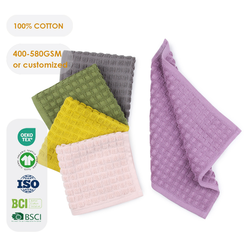 ECO Factory Sale 100% Cotton OEKO-TEX Certified Solid Color Waffle Towel Soft Lint Absorbent Quick Dry Customizable GSM Bath Gym