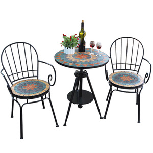 Set Tavolo e Sedie in Ferro Battuto per Balcone Esterno, <span class=keywords><strong>Tavolino</strong></span> da Caffè per Cortile, Set da Pranzo in Metallo - Product Image 1