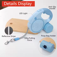Vente en gros de 5m de collier en corde rétractable automatique en cuir et nylon laisse pour animaux de compagnie à la mode pour la marche de chien en plastique à motif solide durable