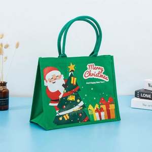 Bolsa de Regalo Navideña Verde al por Mayor de Fábrica, Bolsa de Lona Impermeable - Product Image 2