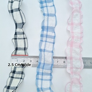 Ruban en gaze souple extensible de 2 cm de large pour lacets, accessoires à motif à carreaux, ruban en dentelle, accessoires en ruban à carreaux - Product Image 3
