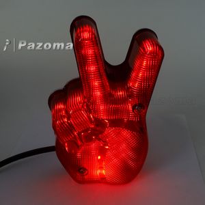 Feu arrière LED rouge pour <span class=keywords><strong>Harley</strong></span> Chopper Bobber <span class=keywords><strong>Scrambler</strong></span> Vintage Cafe Racer moto victoire main 12V LED feu stop signe de paix - Product Image 5