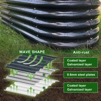 Kit de Jardinière Modulaire en Acier Galvanisé Ondulé Moderne avec Trous de Drainage, Taille Personnalisable, Doublure Durable pour Plantes