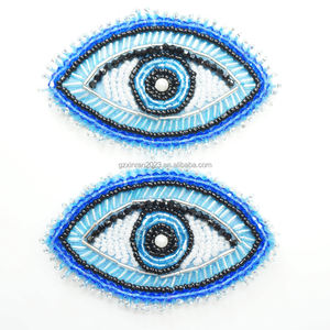 PH014 Custom Handmade Hot Fix Diamant Patch DIY Evil Eye Strass Perlen Applique Patch - Product Image 5