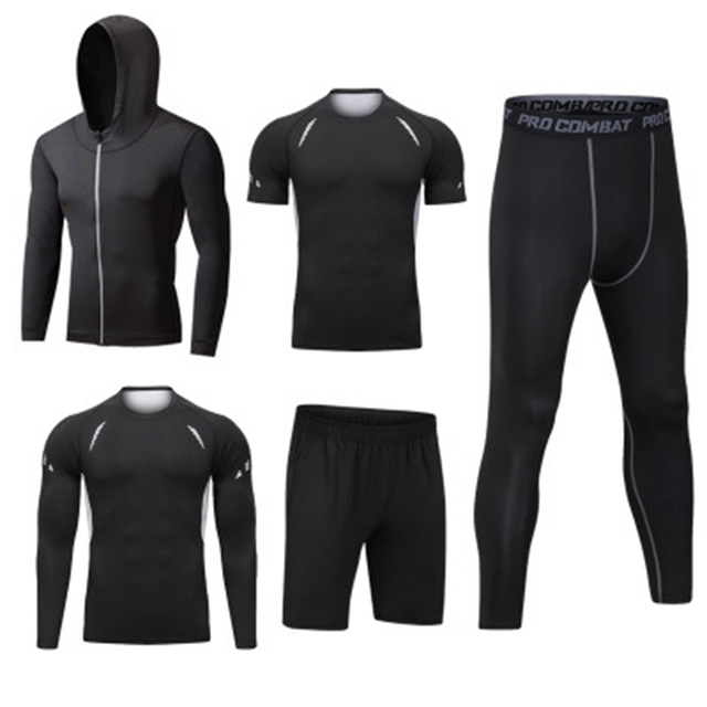 New Design Men's Gym Compression Knitted Print England Style Tracksuit Pants Sport Shirts Quick Dry Sportswear Sets