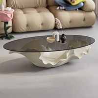 Table basse en verre moderne haut de gamme, design artistique, une seule feuille, mobilier de luxe pour salon
