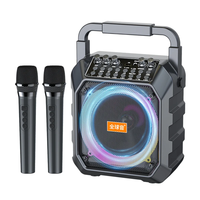 Haut-parleur portable en plastique 10W avec 2 micros, éclairage LED RGB 5.1, contrôle par bouton et prise en charge de l'application pour karaoké extérieur