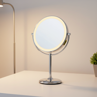 Miroir de maquillage à LED, miroir de table en métal avec capteur tactile, miroir compact portable pour les voyages