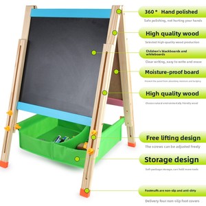 Bảng vẽ bằng gỗ hai mặt cho trẻ mới biết đi Giá vẽ của trẻ em với bảng đen đầy màu sắc Doodle Đồ chơi Quà Tặng nghệ thuật - Product Image 1