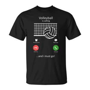 Camiseta unisex para aficionados al voleibol con diseño 'Volleyball Is Calling' - Product Image 1