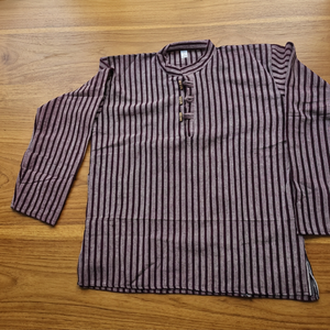 Chemise longue Kurta en coton pour homme, anti-froissement, motif batik à carreaux, décontractée, respirante, tricotée - Product Image 3