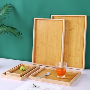 Plateau en bois, plateau rectangulaire japonais en bambou, plateau à pain et à sushi, plateau de présentation commercial pour hôtel, plateau de service pour barbecue - Product Image 1