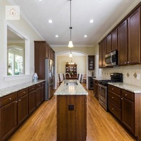 Gabinetes de Cocina de Madera Sólida Estilo Shaker, Modernos y de Lujo, Color Espresso, para Proyectos de Villas, Marca XINGRUO