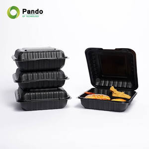 Boîtes à lunch réutilisables pour restaurant, en plastique de qualité alimentaire, compatibles micro-ondes, avec 3 compartiments, pour emporter - Product Image 1