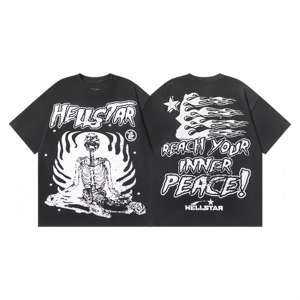 Ensemble de T-shirts Hell <span class=keywords><strong>Star</strong></span> en stock – T-shirts oversize en coton délavé style hip-hop streetwear vieilli à manches courtes pour hommes - Product Image 5