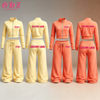 Vêtements d'automne pour femmes, sweat-shirt à col montant en coton avec logo personnalisé, ensemble de pantalons de survêtement amples, ensembles de survêtements pour femmes, joggers, ensembles deux pièces