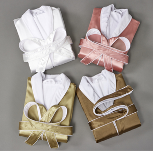 Unisex for Home Hotel Plus Size Luxury Gabardine <strong>Double</strong> <strong>Layer</strong> Silk Bathrobe - Product Image 1