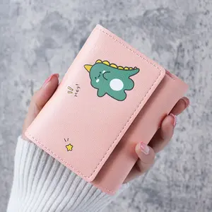 RU 한국 소형 지갑 여성용 트리플 폴드 쇼트 프린트 귀여운 간단한 학생 멀티 카드 동전 지갑 만화 숙녀 지갑