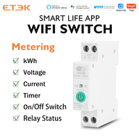 Interrupteur intelligent WIFI ETEK TUYA 1P+N Smartlife 0-63A sans mesure, télécommande, capacité de coupure 6KA, disjoncteur, relais temporisé