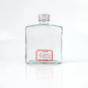 Wholesale 180ml/6oz flint clear glass vodka/alcohol/spirit liquor bottle flat square shape glass bottle wholesale