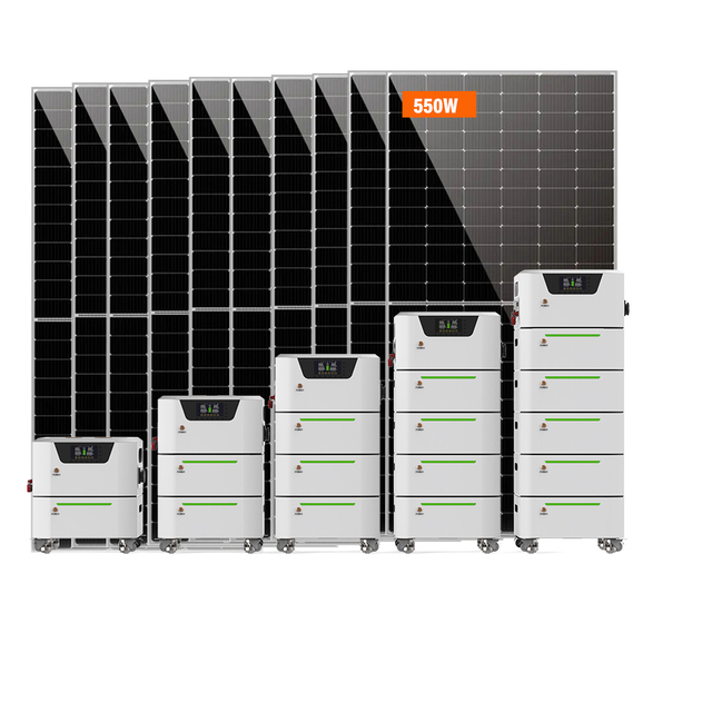 Complete Photovoltaic Solar Kit 5kva Hybrid Grid All in One Inverter 220v 25kwh Solar Energy Storage System Setup for Home