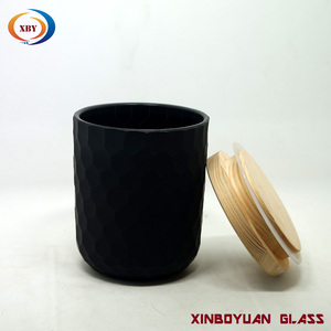 Respetuoso del medio ambiente rociado de vidrio negro vela Copa tapa de madera - Product Image 1