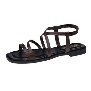 Sandalias Planas <span class=keywords><strong>de</strong></span> Moda Europea y Americana para Mujer, Tallas Grandes, con Tiras Cruzadas, Elásticas, <span class=keywords><strong>de</strong></span> Plataforma, para Playa, Venta al Por Mayor - Product Image 5