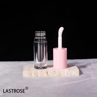 Emballage de gloss à lèvres avec applicateur à gros pinceau, vente en gros, faible MOQ, luxe, blanc rose, grand pinceau, tube vide pour gloss à lèvres