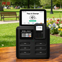 Station de location de batteries externes partagées Relink à 6 emplacements, paiement NFC POS, écran 8 pouces, kiosque 40W pour entreprises de location, certifié CE, OEM ODM