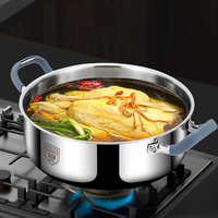 Panci Sup & Kaldu Besar dari Baja Tahan Karat dengan Tutup Panci Hot Pot Dua Rasa dengan Tutup Baja Tahan Karat Aman untuk Mesin Cuci Piring Desain Klasik