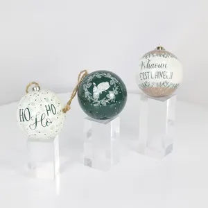 Benutzer definierte Großhandel Hochwertige Papier eingewickelt Ball Hängende Kugeln Gedruckte Weihnachts schaum kugeln Baum Ornamente Dekorationen