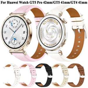 Correa de reloj inteligente de cuero sintético de 18mm/20mm para <span class=keywords><strong>Huawei</strong></span> Watch <span class=keywords><strong>GT</strong></span> <span class=keywords><strong>3</strong></span> <span class=keywords><strong>Pro</strong></span>, pulsera de 43mm, correas portátiles para reloj inteligente para mujer - Product Image 1