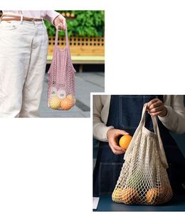 Bolsa de compras ecológica, malla de algodón reutilizable, bolsa de frutas y verduras, bolsas de malla de algodón vegetal - Product Image 3