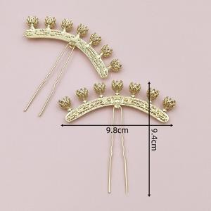 Accessoires <span class=keywords><strong>de</strong></span> bijoux <span class=keywords><strong>de</strong></span> bricolage <span class=keywords><strong>de</strong></span> style ancien Lutin, épingles à cheveux Lotus en alliage, <span class=keywords><strong>couronnes</strong></span> <span class=keywords><strong>de</strong></span> cheveux, chapeaux Hanfu, matériaux artisanaux - Product Image 3